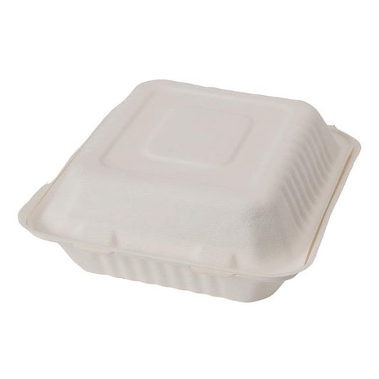 8 x 8 x 3" White Hinged Clamshell
