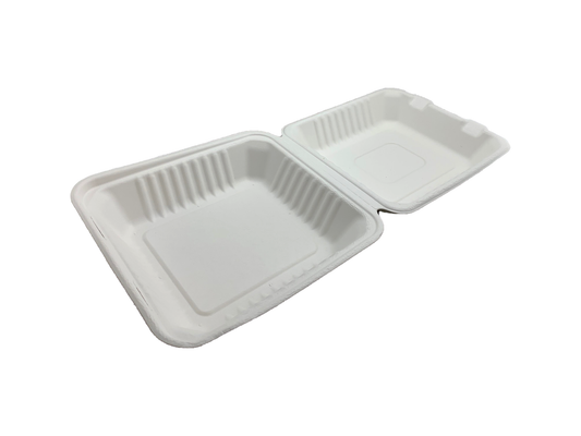 8x8x3" Sugarcane Clamshell