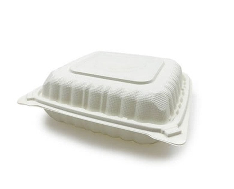 9 x 9 x 3" White Hinged Clamshell-MiraPak
