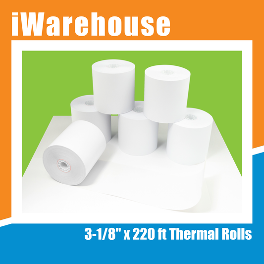 Premium PBA-Free Thermal Paper Rolls - 3-1/8" x 220 ft